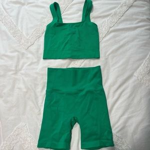 Green Workout Set- Small shorts, Medium top